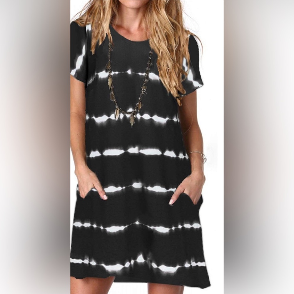 Alaster Women’s Casual Summer T Shirt Dress Loose Short Sleeve with Pocket.